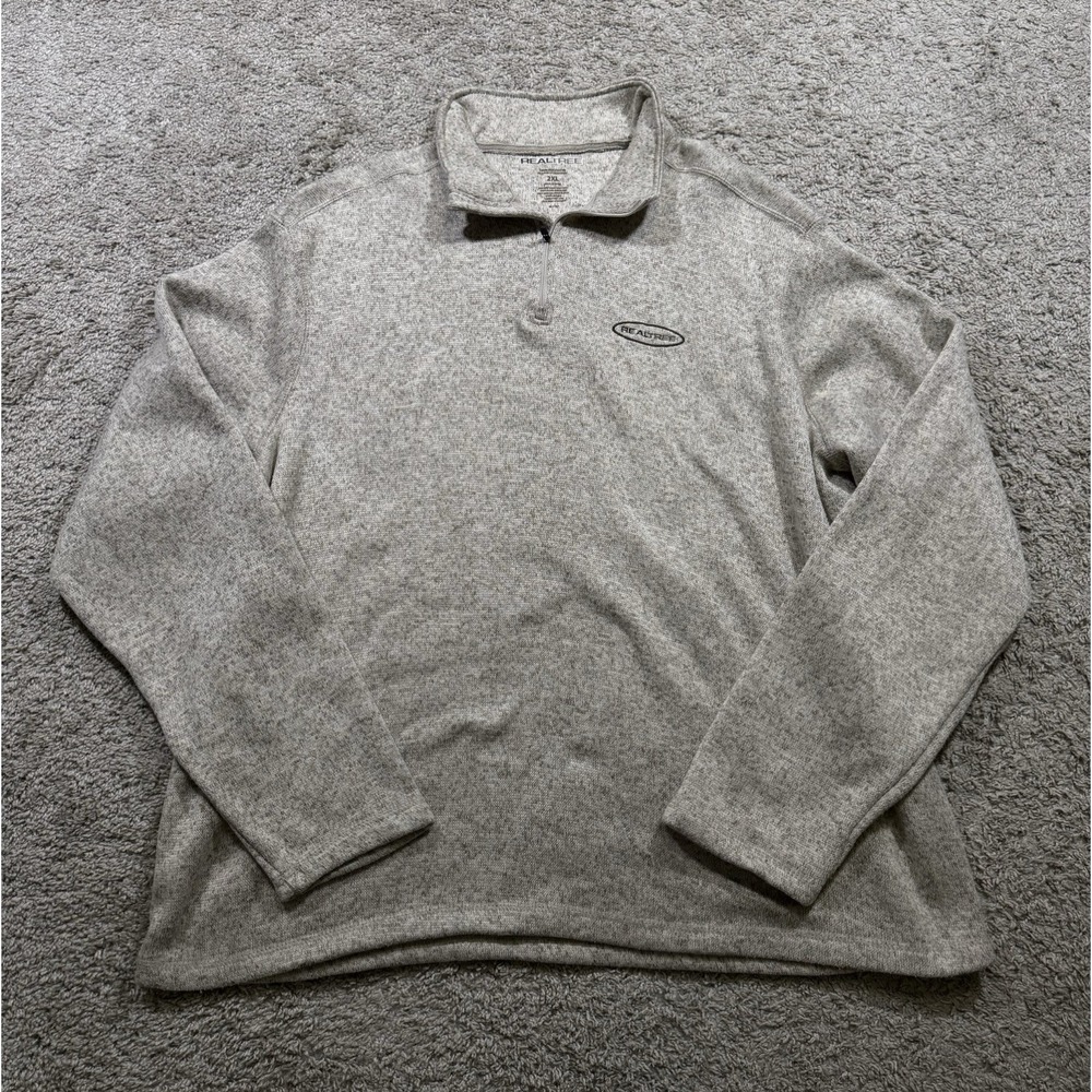 Realtree Men's Beige Cream 1/4 Zip‎ Sweater Outdoor Fishing Hunting Casual 2XL
